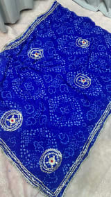 Fine Georgette Designer Saree with Handcrafted Kachha Gota Chakra Motif Work