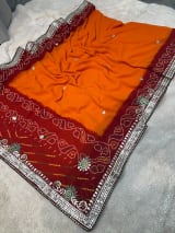 Bandhej Pilla Saree in Georgette Fabric with Gotta Patti Kundan Work