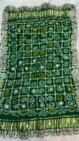Pure Gaji Silk Dupatta with Elegant Gotta Patti & Moti Embellishments