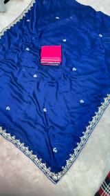 Pure Chiffon Saree with Exquisite Kardana Patti & Moti Handwork