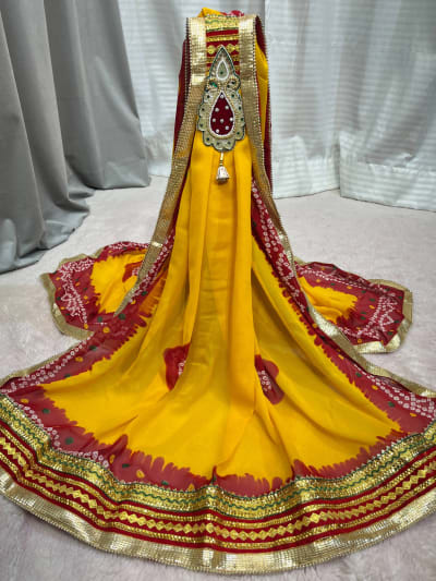 Soft Pilla Readymade Broch Dupatta in Flowing Georgette Fabric | Designer Ethnic Accessory