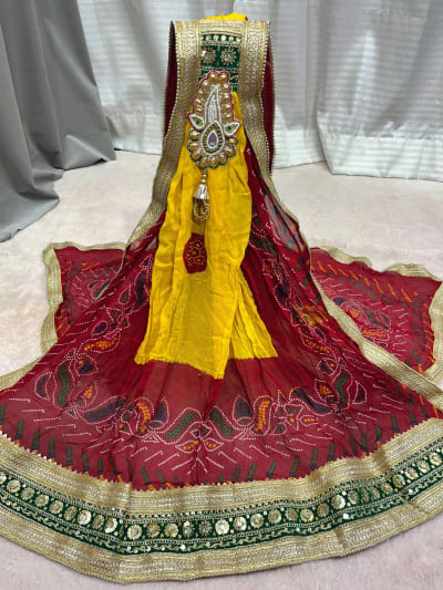 Delicate Pilla Shade Readymade Broch Dupatta in Pure Georgette Fabric | Festive Ethnic Style