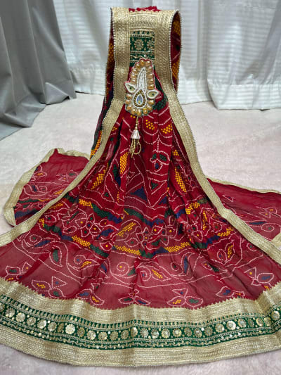 Elegant Readymade Broch Dupatta – Soft Pure Georgette Fabric for Ethnic Wear