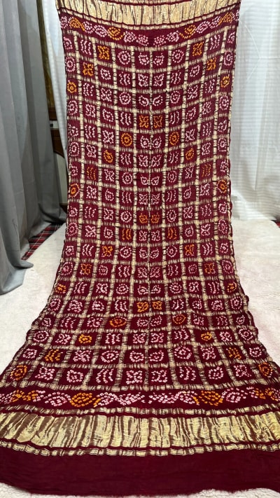 Classic plain Modal Silk Fabric Ghatchola Dupatta with Traditional Lakdi Pata