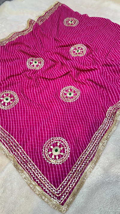 Lehriya Saree in Georgette Fabric with Kaccha Gotta Patti Work and Fancy Border