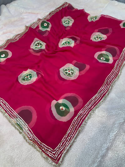 Chiffon Saree with Kaccha Gotta Work Border for Women