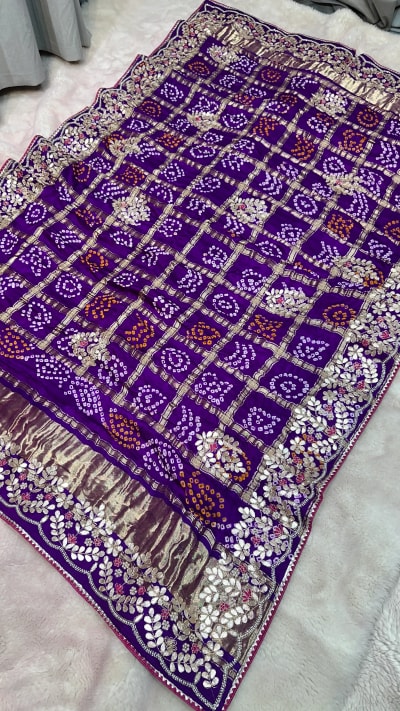 Pure Gaji Silk Dupatta with Kardana Patti Embellished Handwork