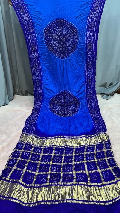 Pure Gaji Silk Fabiyana Bandhej Saree with Traditional Gatchola Pallu