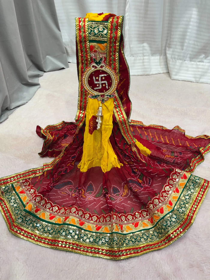 Lemon Pilla Georgette Fabric Dupatta with Ready-Made Brooch for Modern Ethnic Looks