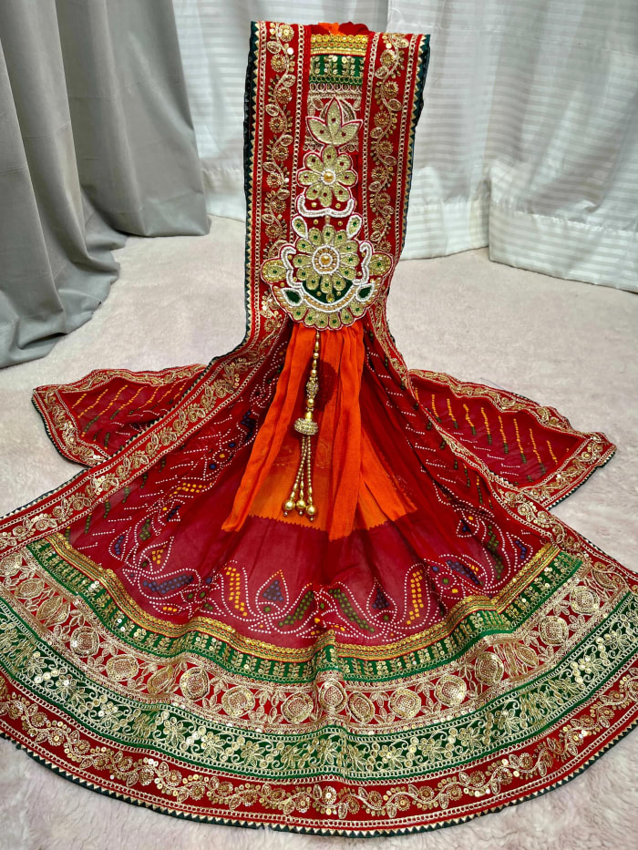 Elegant Pilla Readymade Broch Dupatta in Pure Georgette Fabric | Soft & Stylish Ethnic Accessory