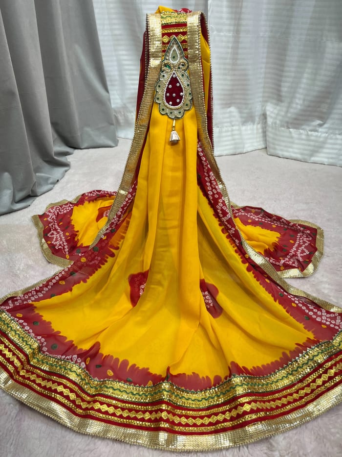 Soft Pilla Readymade Broch Dupatta in Flowing Georgette Fabric | Designer Ethnic Accessory