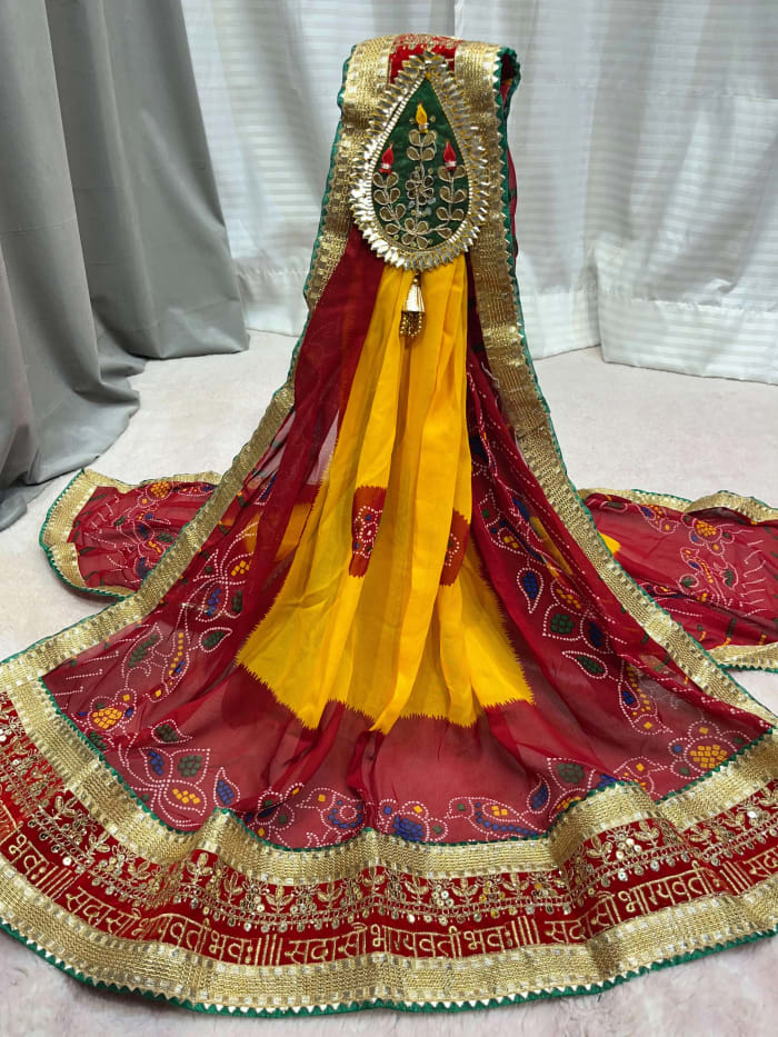 Pastel Pilla Readymade Broch Dupatta in Soft Georgette Fabric | Elegant Ethnic Fashion