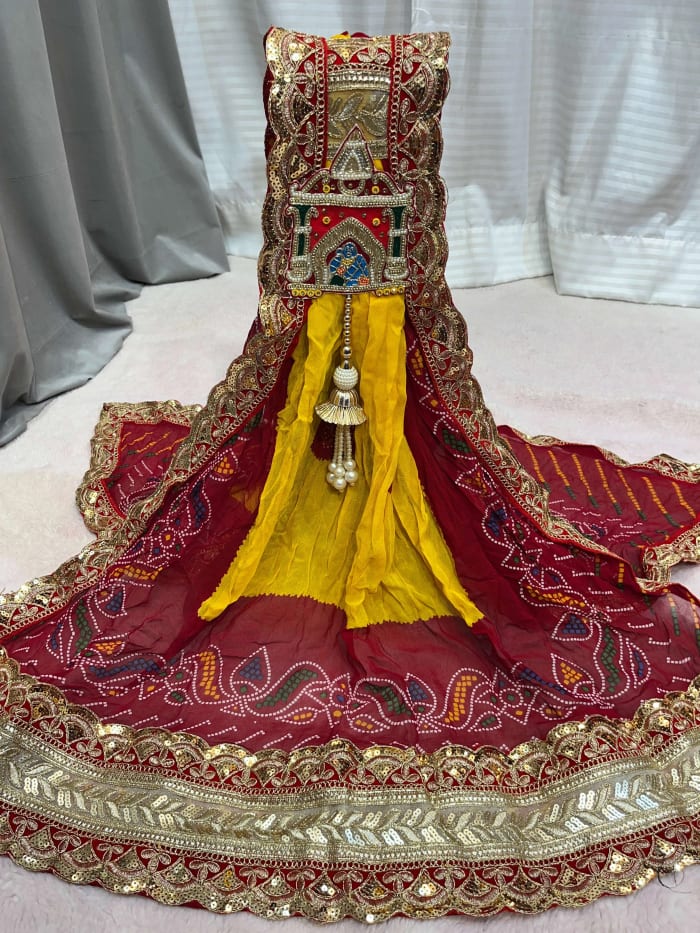 Classic Pilla Readymade Broch Dupatta in Pure Georgette Fabric | Elegant Festive Wear