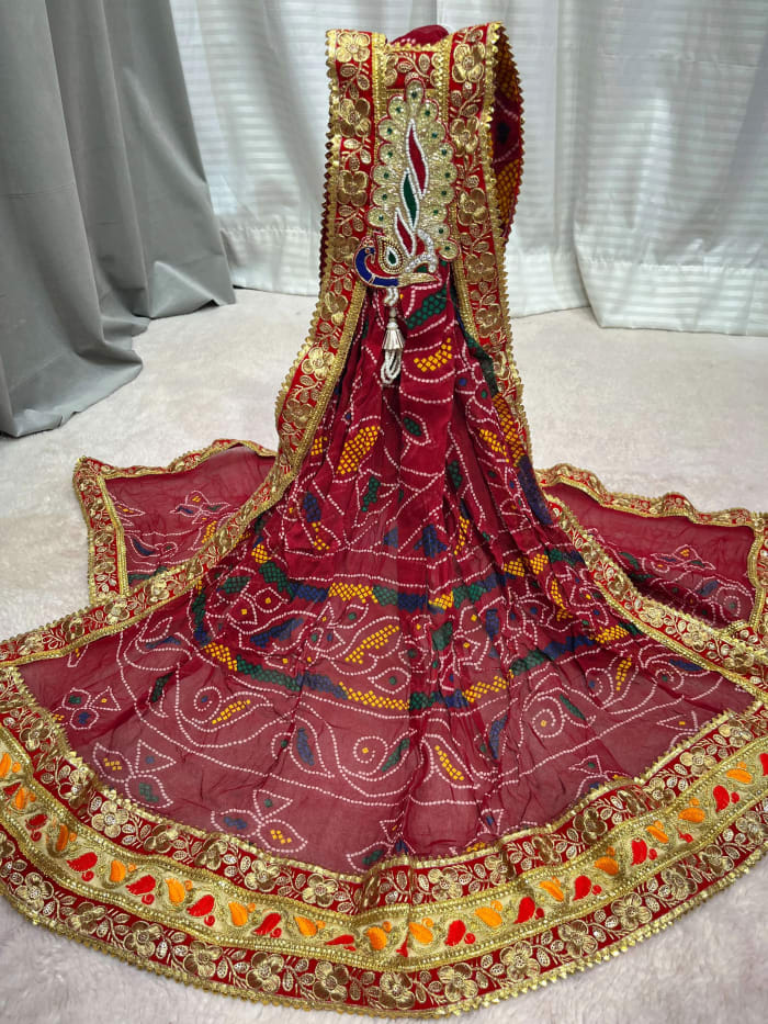 Elegant Chundri Readymade Broch Dupatta in Pure Georgette Fabric | Festive Ethnic Wear