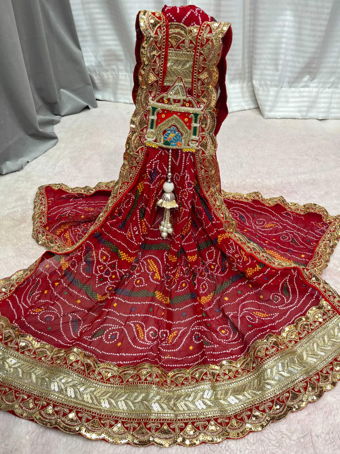 Graceful Chundri Readymade Broch Dupatta in Pure Georgette Fabric | Traditional Festive Charm