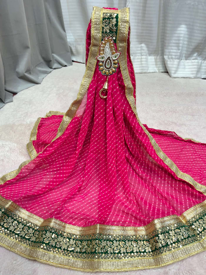 Elegant Readymade Broch Dupatta Motra – Pure Georgette Fabric for Festive Wear