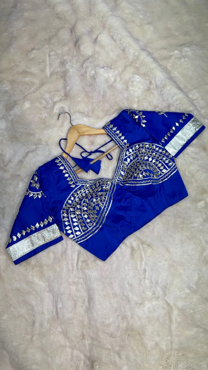 Trending Russian Silk Fabric Blouse with Kachha Gota Patti Work – Designer Ethnic Blouse for Saree