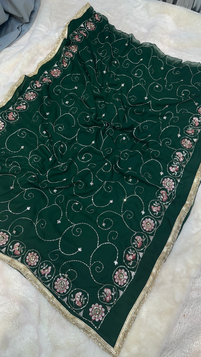 Traditional Rajputi Saree in Fine Georgette Fabric with Zari Embroidery Work – Royal Ethnic Wedding & Festive Wear