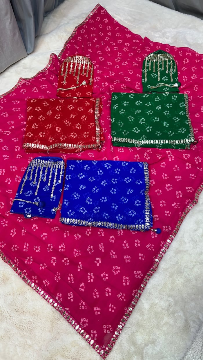 Traditional Bandhani Print Georgette Saree – Lightweight Designer Bandhej Saree for Festive & Ethnic Wear