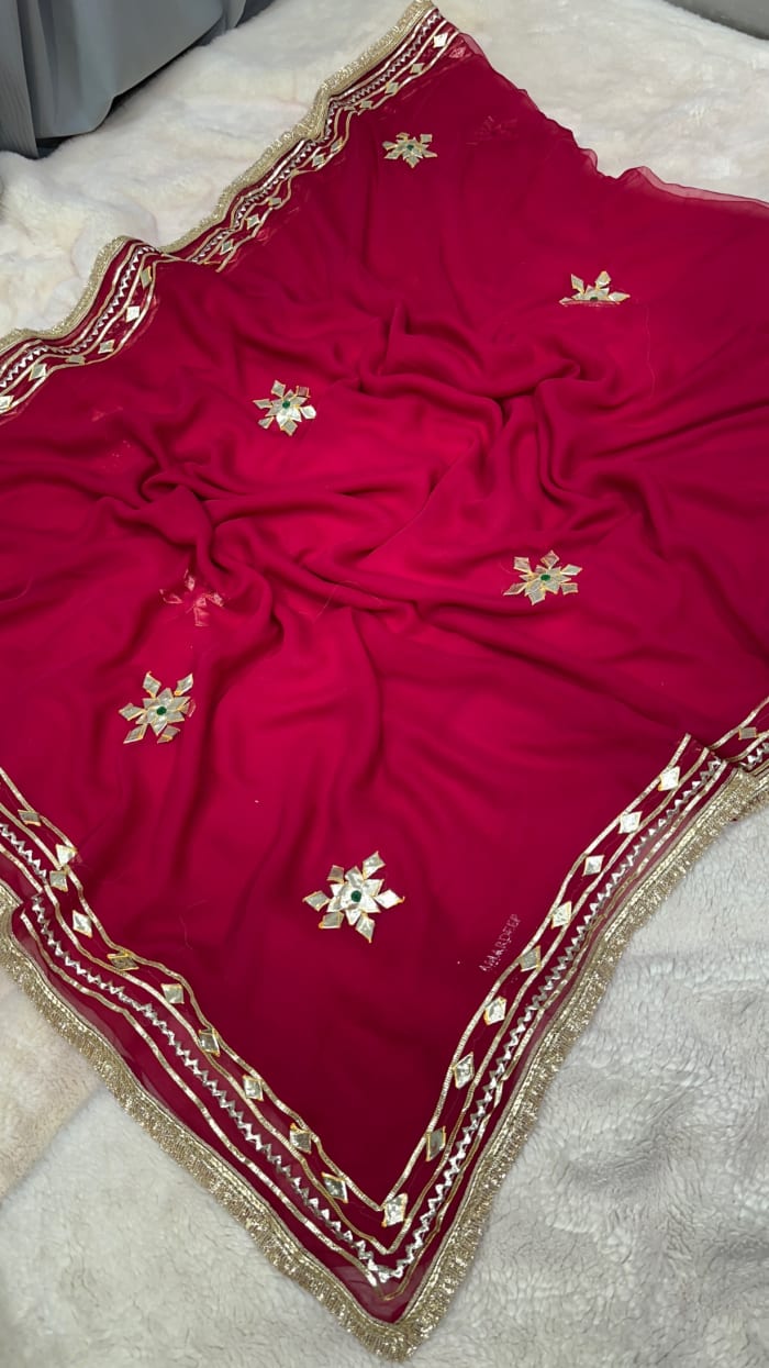 Designer Georgette Fabric Saree with Kaccha Gotta Patti Work – Traditional Festive Wear & Wedding Party Saree