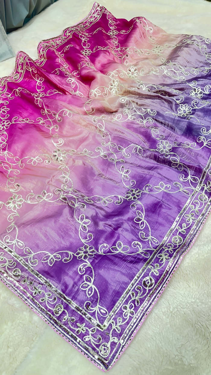 Designer Tie-Dye HO Silk Fabric Saree with Kacha Gotta Patti & Sequin Work – Premium Festive & Wedding Wear Saree