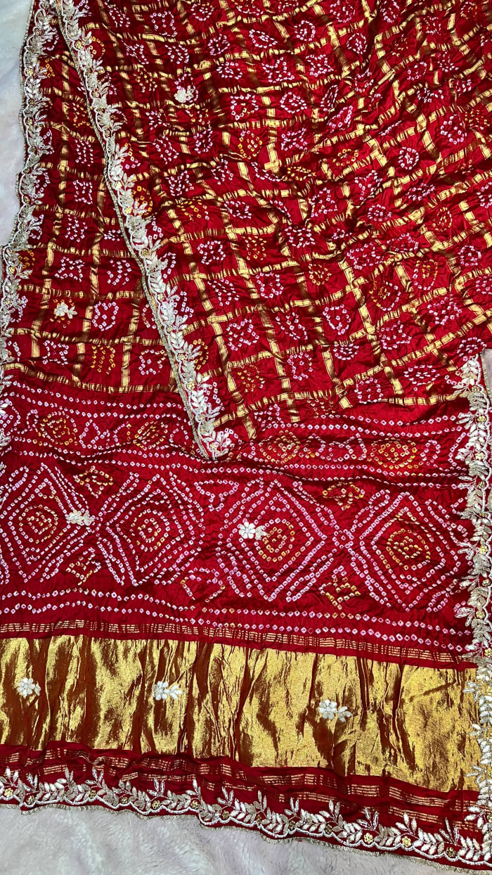 Semi Gaji Silk Saree with Detailed Kardana Patti Hand Embroidery