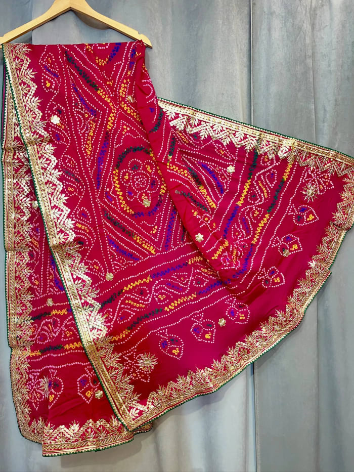 Handcrafted Pure Ojariya Fabric Dupatta Featuring Classic Gota Patti Design