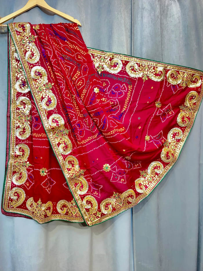Traditional Pure Ojariya Fabric Dupatta with Authentic Gota Patti Work