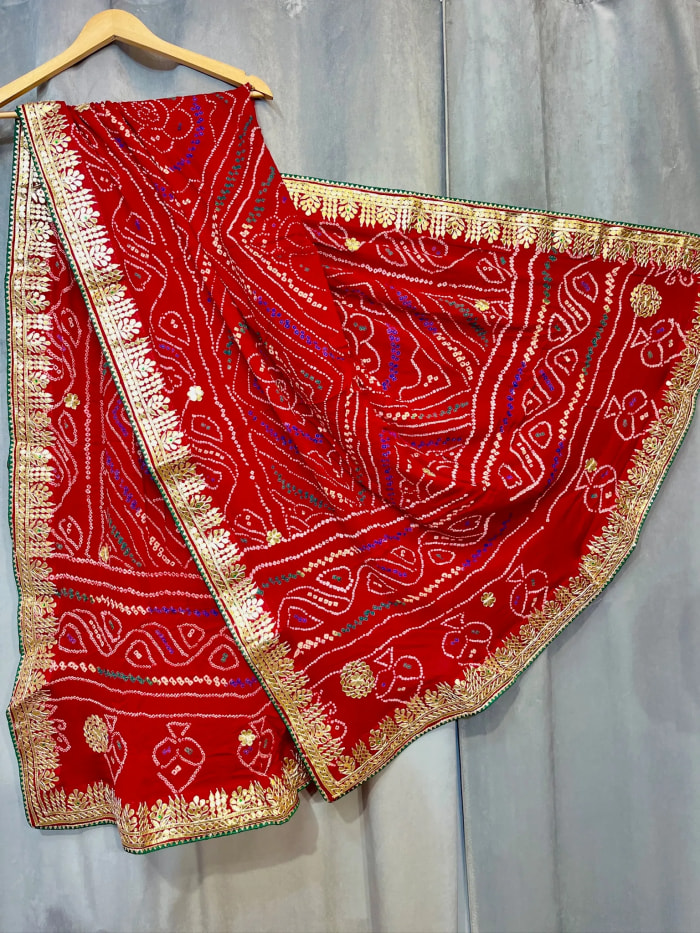Ethnic Pure Ojariya Fabric Dupatta Enhanced with Gota Patti Work