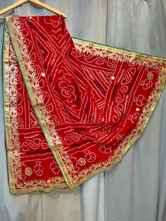 Refined Pure Ojariya Fabric Dupatta with Traditional Gota Patti Art