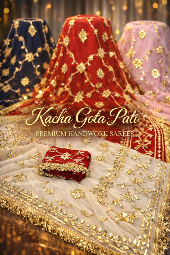 Kacha Gotta patti  work saree