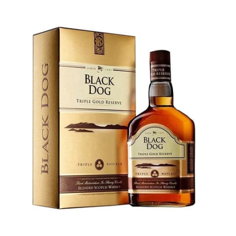 black dog scotch whisky bottle