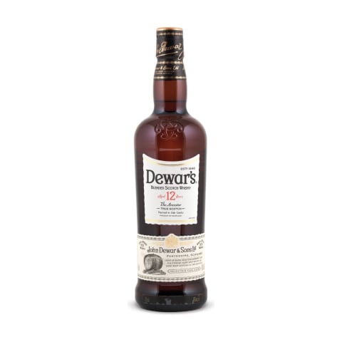 dewar's 12 year old blended scotch whisky bottle