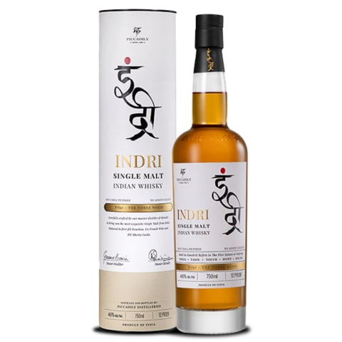 indri trini indian single malt whisky bottle