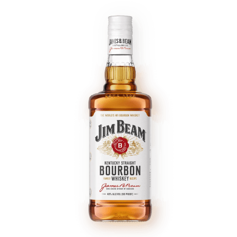 jim beam white label bourbon whiskey bottle