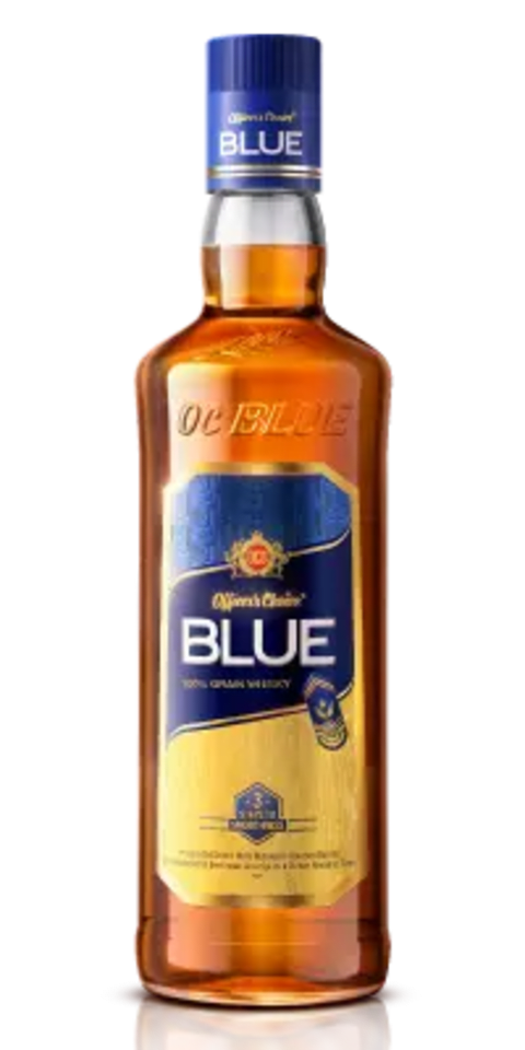 officer's choice blue whisky bottle