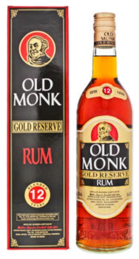 old monk gold reserve 12 year old rum bottle