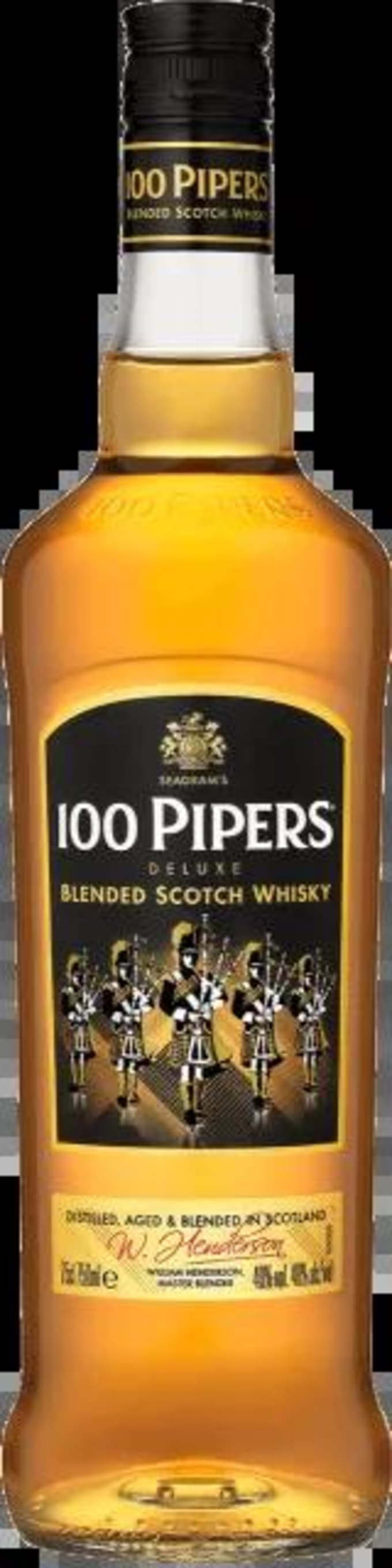 100 pipers blended scotch whisky bottle
