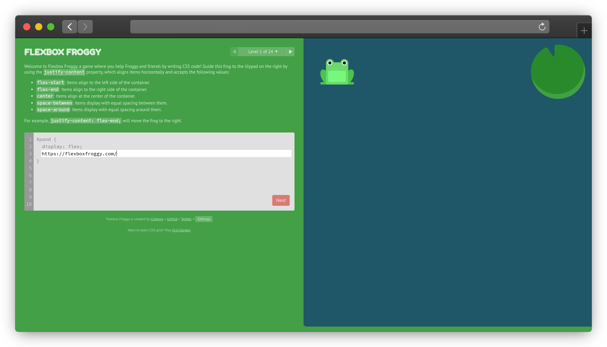 Flexbox froggy - learn flexbox