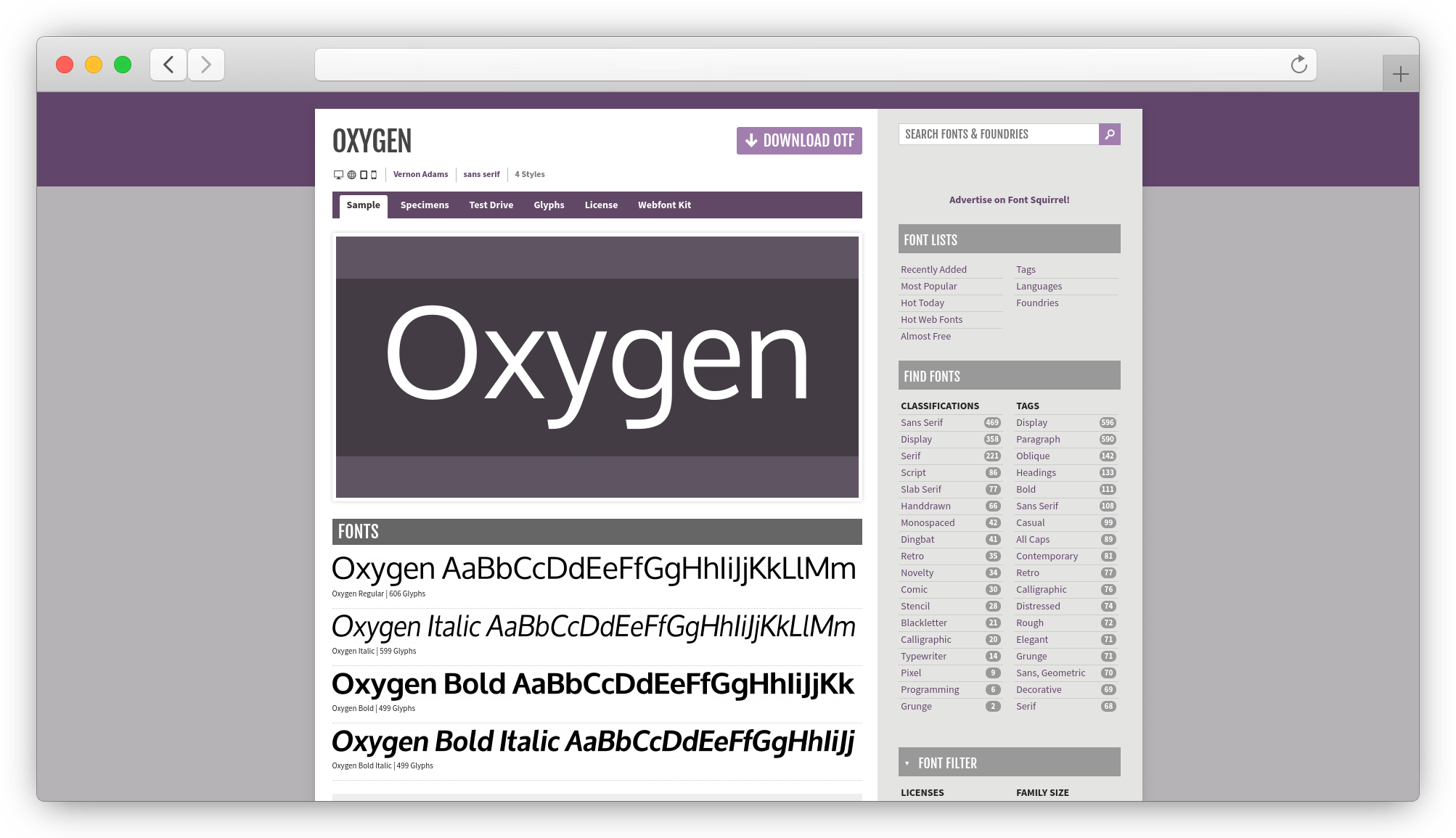 oxygen font