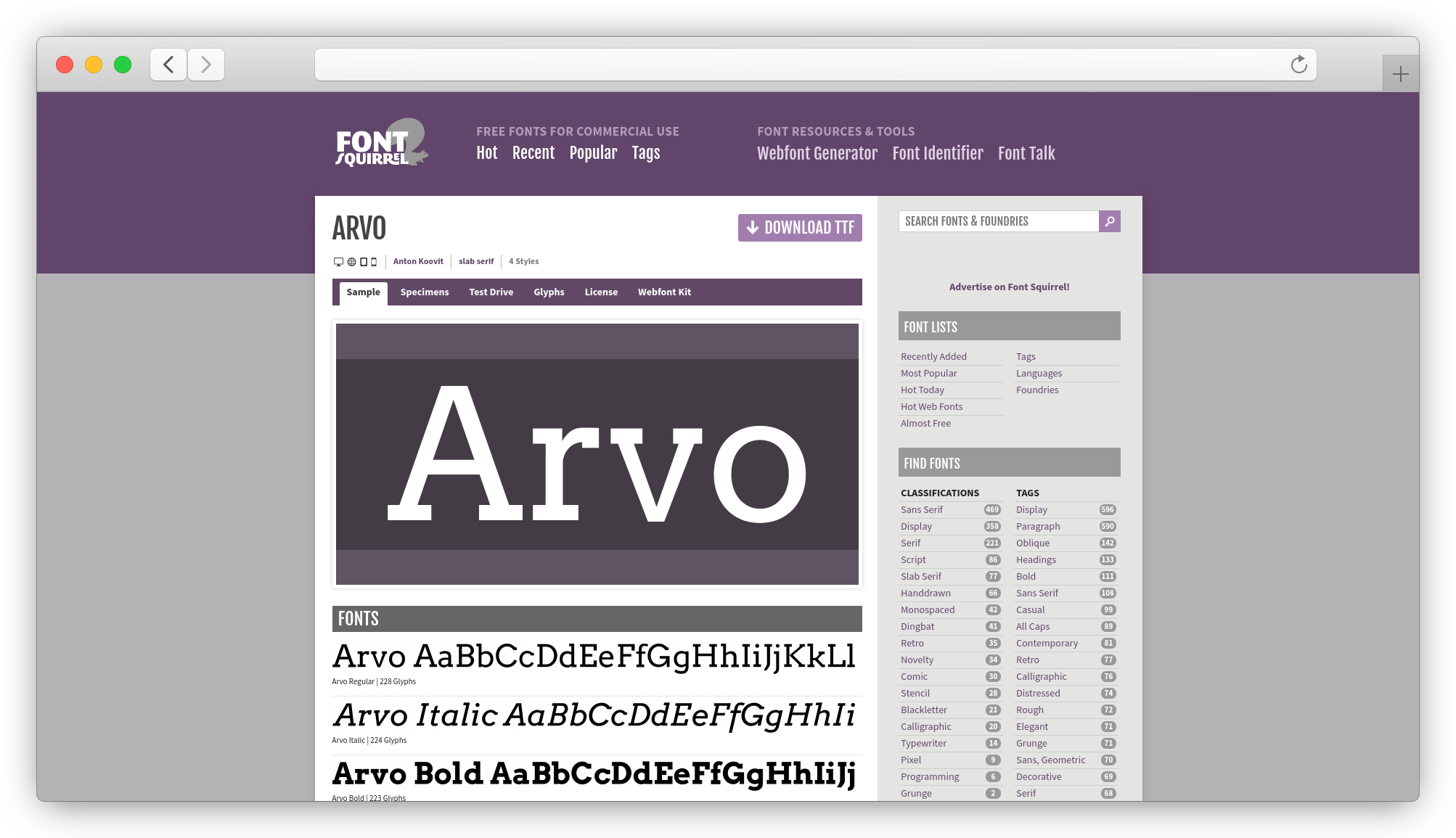 arvo font