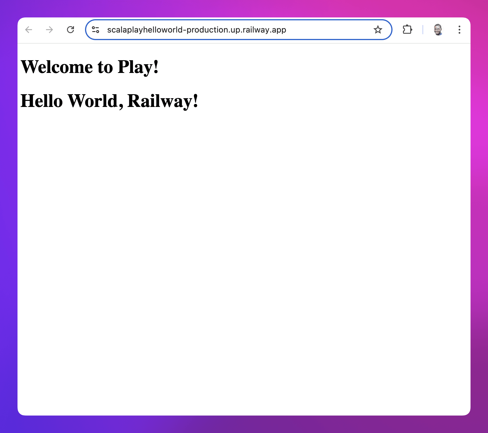 screenshot of the deployed Scala service