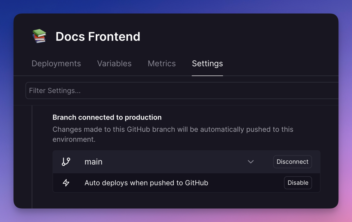 Screenshot of GitHub Integration