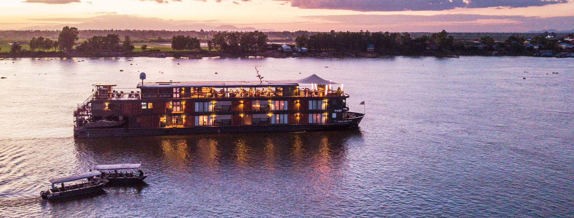 Aqua Mekong aerial view during sunset