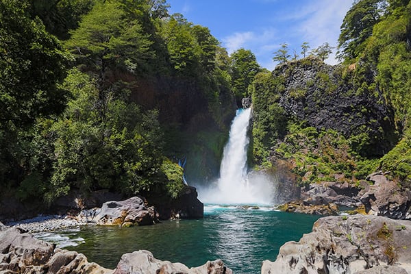 Waterfall Lake District chile