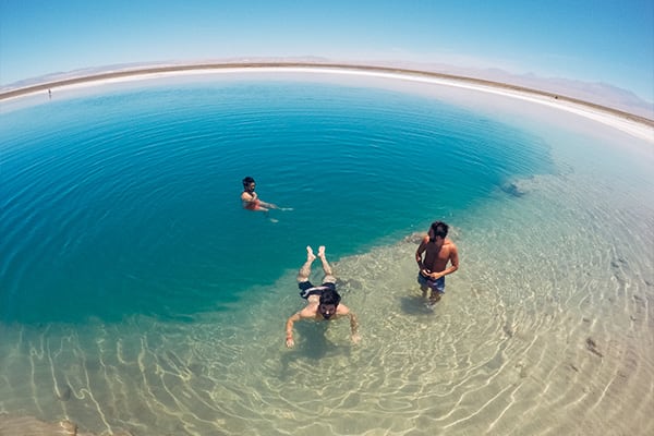 Swimming in oasis pool Atacama