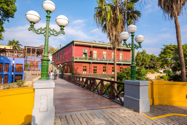 Red building near bridge barranco