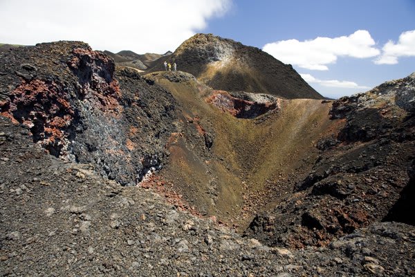 hiking on volcanic island galapagos