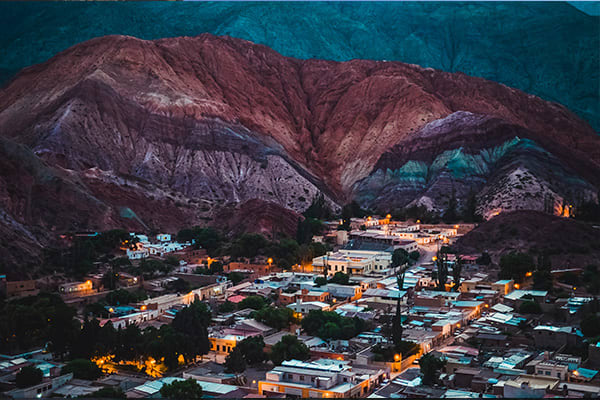 Purmamarca Argentina Town and Mountains