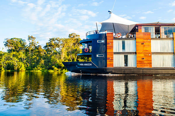 Boat navigating in the amazon